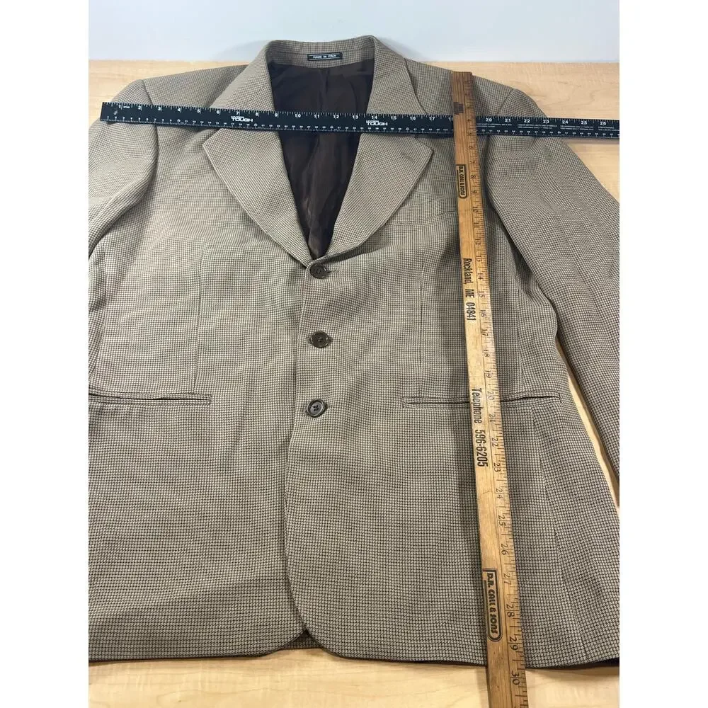 Zanetti Italian Blazer Merino Wool Vintage Mens Size 50‎ R Houndstooth Pattern